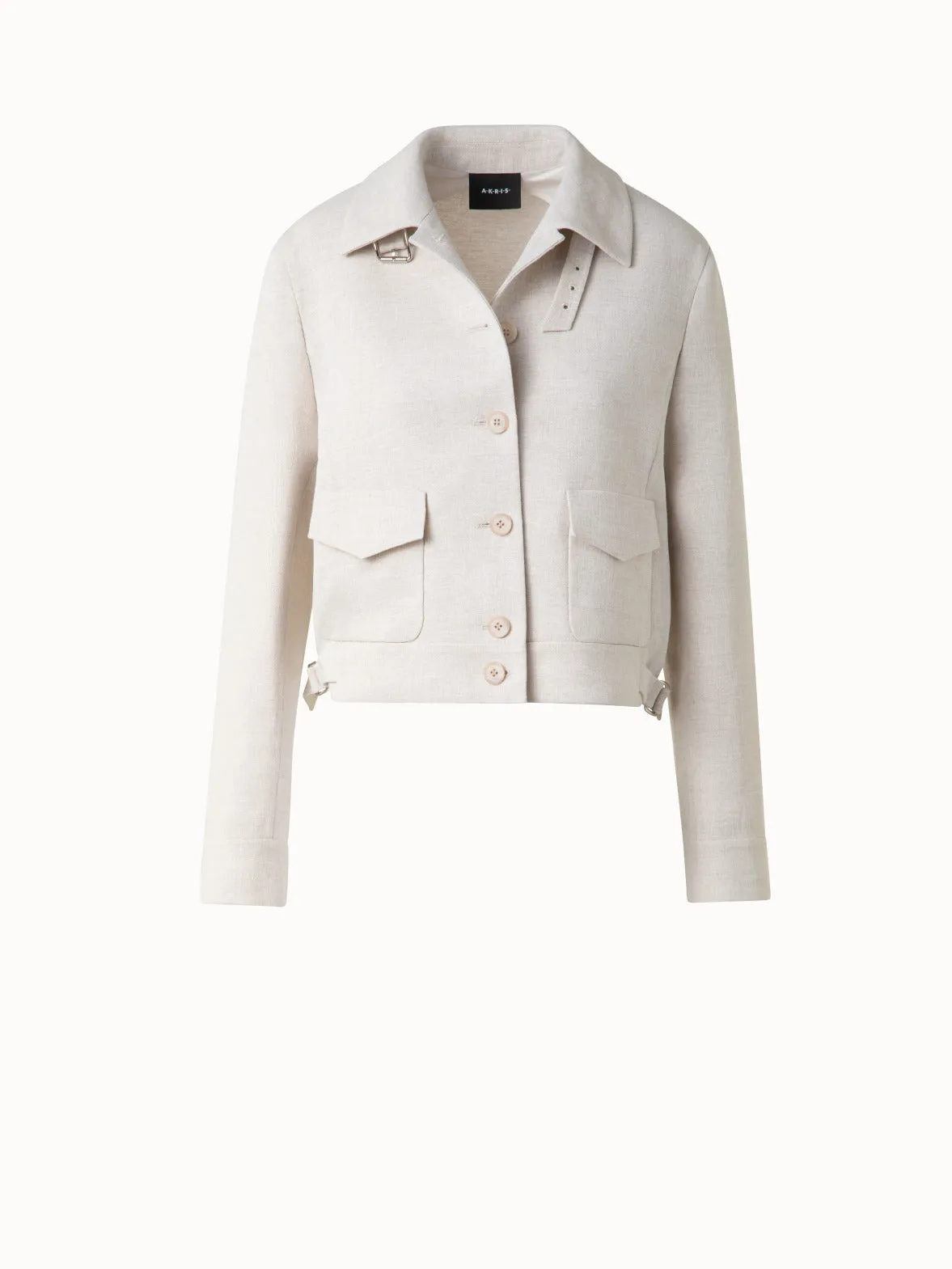 Short Blouson Jacket in Linen Double-Face