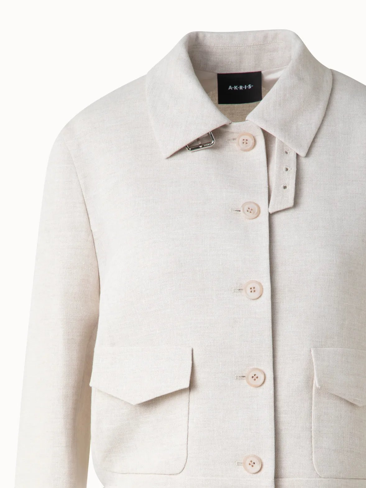 Short Blouson Jacket in Linen Double-Face