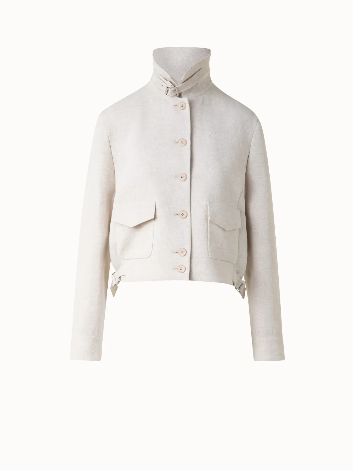 Short Blouson Jacket in Linen Double-Face