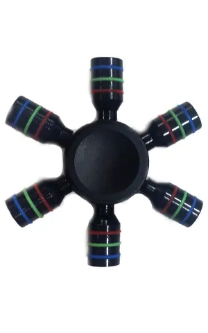 T01-10 Black Six Wings Aluminum Fidget Spinner with Case