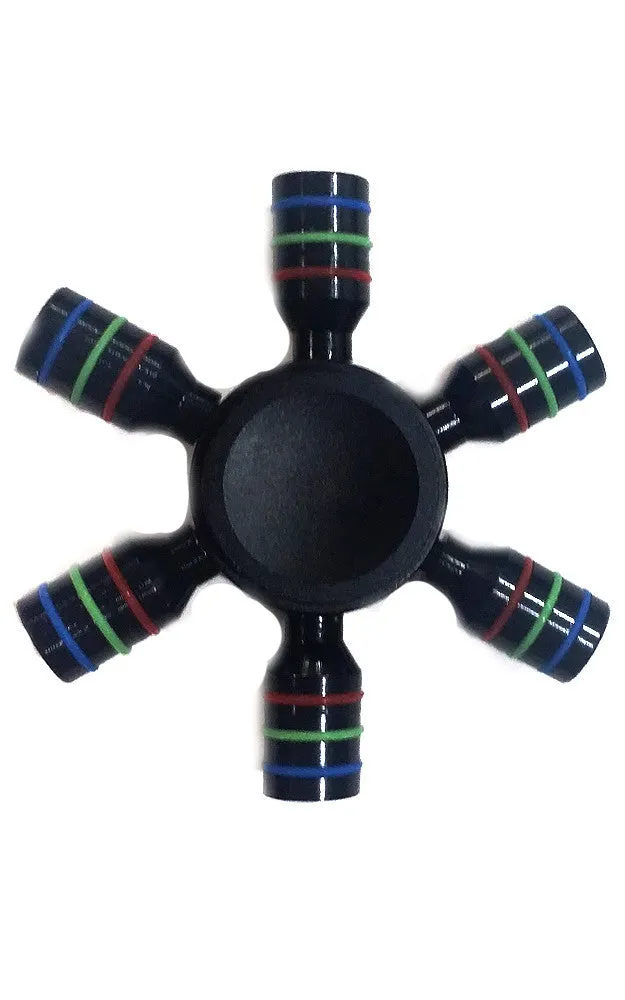 T01-10 Black Six Wings Aluminum Fidget Spinner with Case