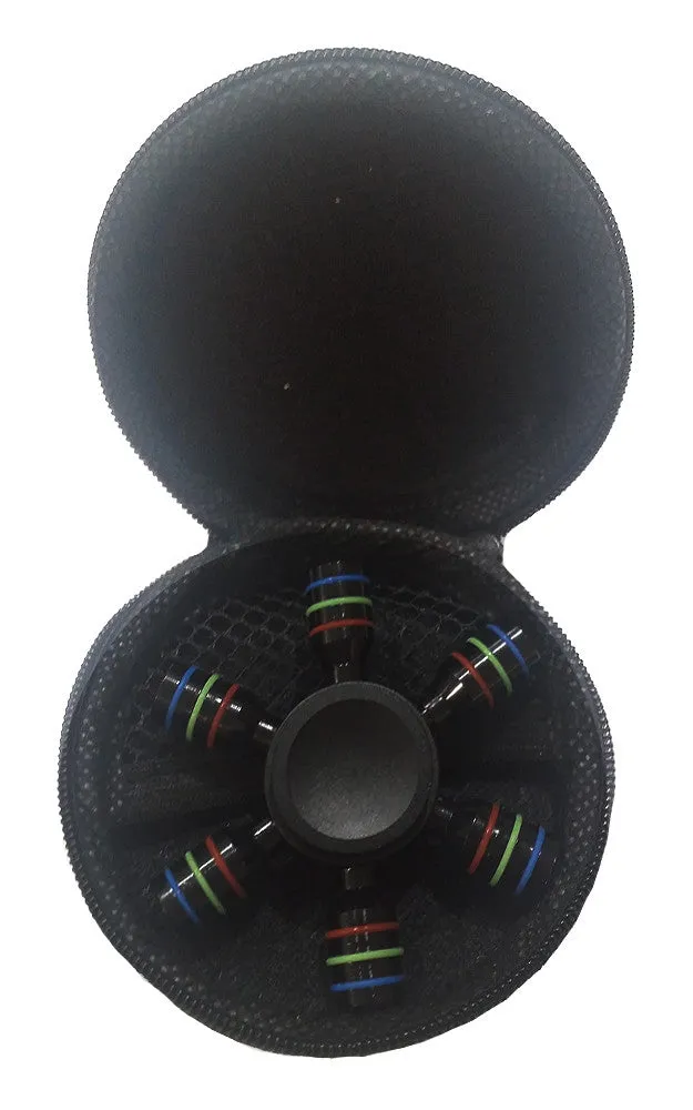 T01-10 Black Six Wings Aluminum Fidget Spinner with Case