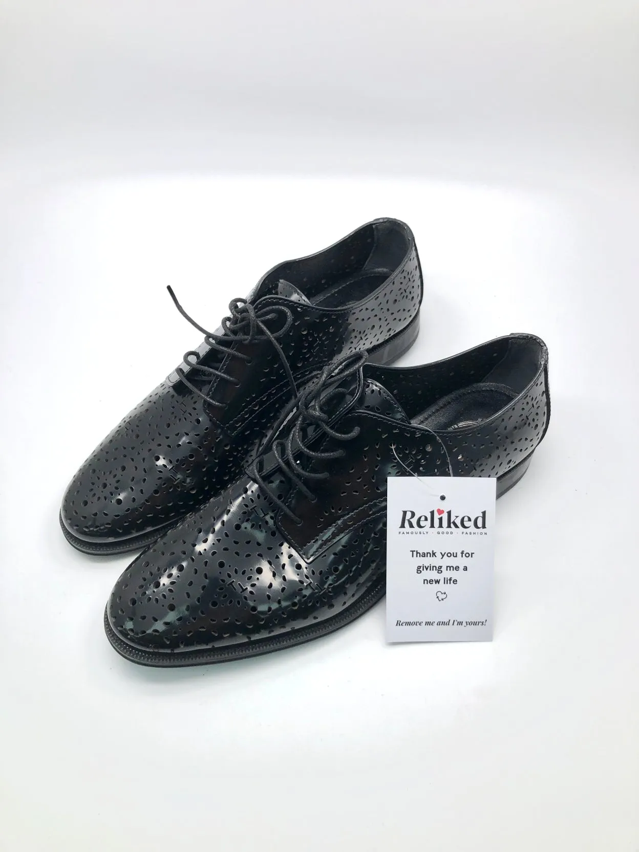 Tod's Black Lace Up Monogrammed Shoes UK 6 EU 39 