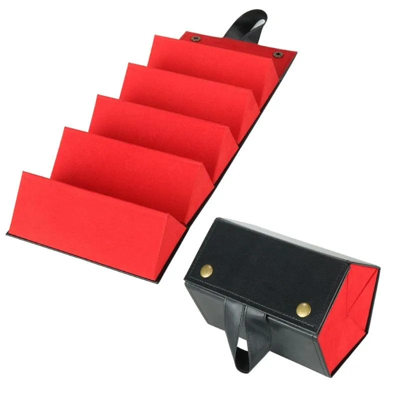 Travel 1 Pc 5 Slots Foldable Leather Eyewear Holder