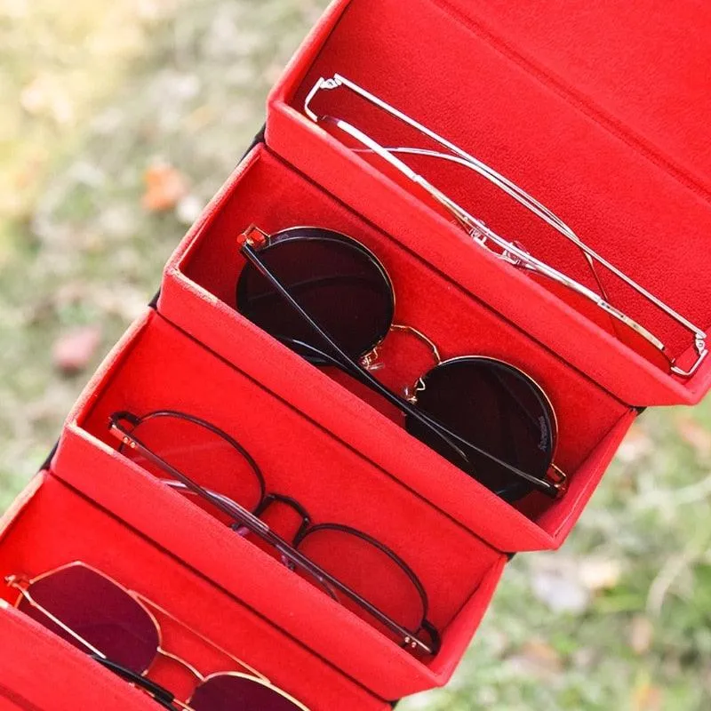 Travel 1 Pc 5 Slots Foldable Leather Eyewear Holder