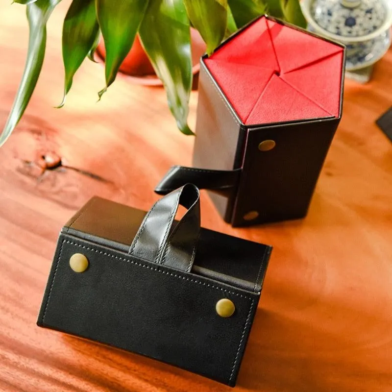 Travel 1 Pc 5 Slots Foldable Leather Eyewear Holder