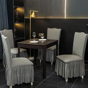 Turkish Style Dining Chairs Covers  -  Silver Grey