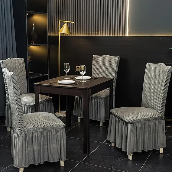 Turkish Style Dining Chairs Covers  -  Silver Grey