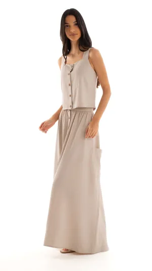 Women Voile Lace Skirt Cotton Beige