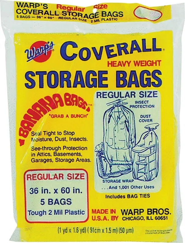 Wrap's Banana Bags CB-36 Storage Bag, R, Plastic, Yellow, 36 in L, 60 in W, 2 mil Thick :PK  5: QUANTITY: 1