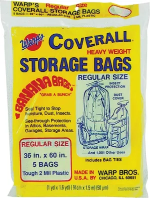 Wrap's Banana Bags CB-36 Storage Bag, R, Plastic, Yellow, 36 in L, 60 in W, 2 mil Thick :PK  5: QUANTITY: 1